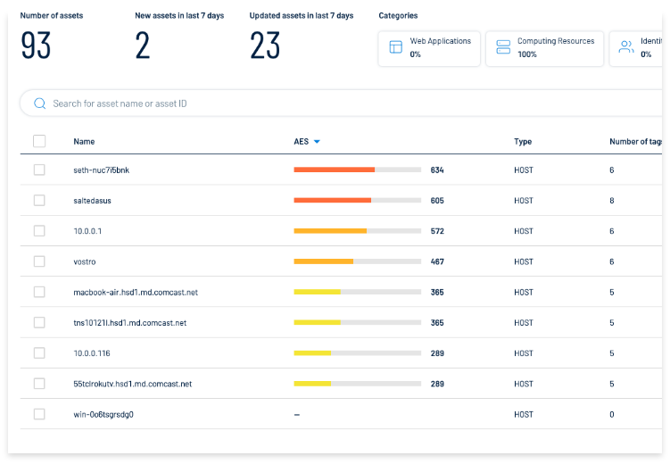 A demo screen capture of the Tenable One Platform.