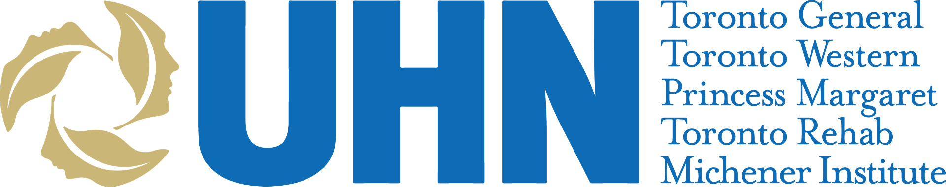 The UHN logo. University Health Network is a public research and teaching hospital network in Toronto, Ontario, Canada.